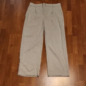 Old Navy Beige Herringbone Wide-Leg Pants